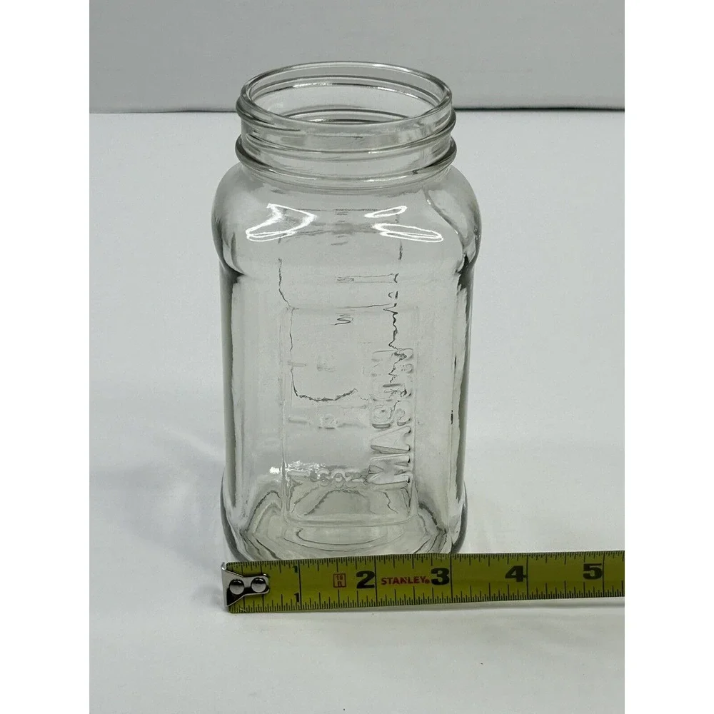 Vintage Embossed Tomatoes Design Square Clear Glass Mason Jar